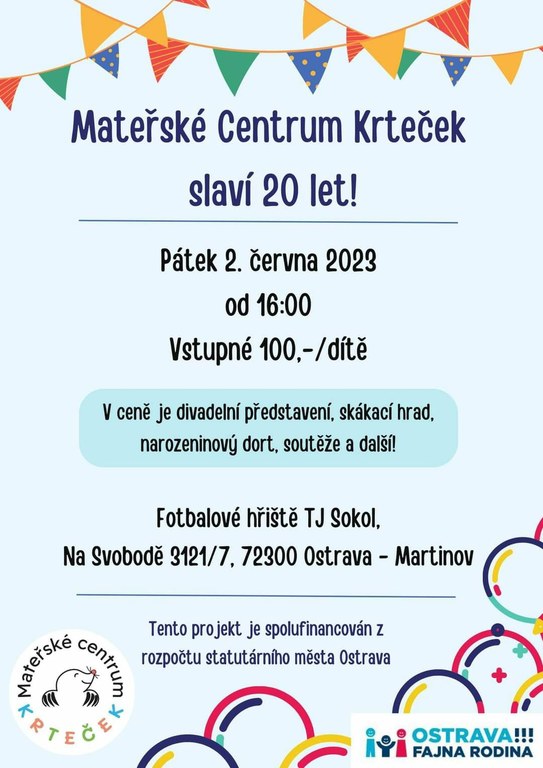 Mateřské centrum Krteček slaví 20 let