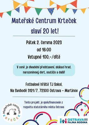 Mateřské centrum Krteček slaví 20 let