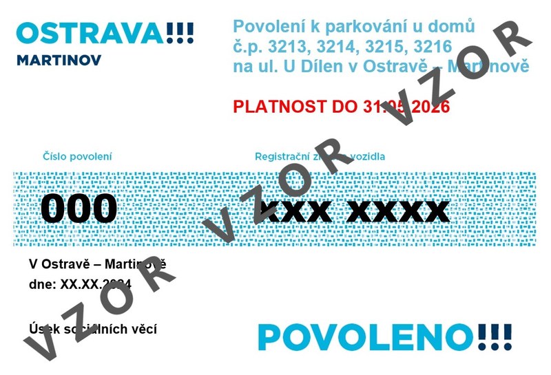 Povolení k parkování se začnou vydávat 3. dubna 2024
