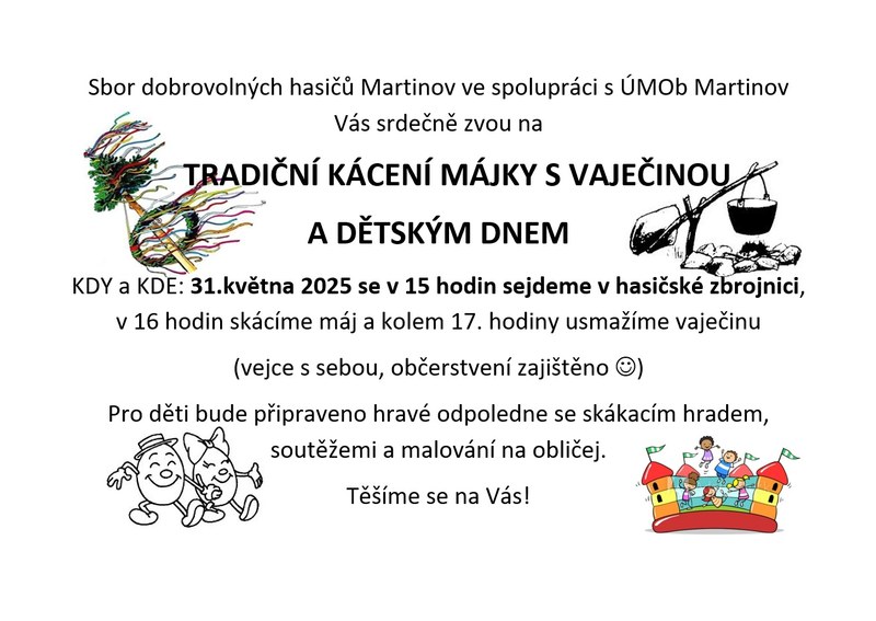Pozvánka na tradiční májkové odpoledne s vaječinou a hradem