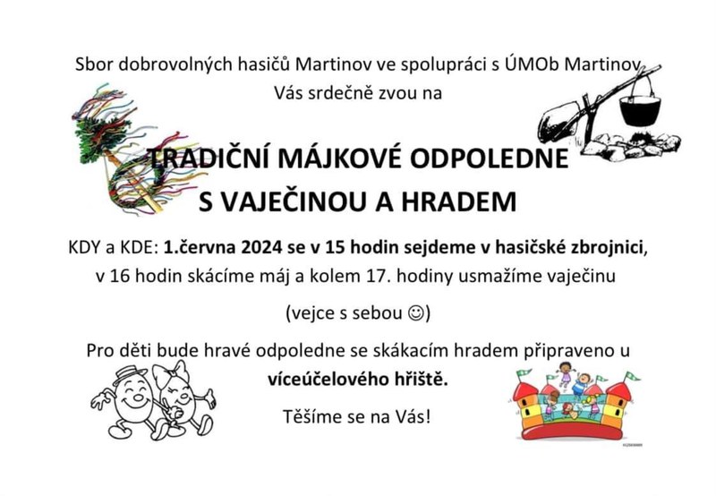Pozvánka na tradiční májkové odpoledne s vaječinou a hradem