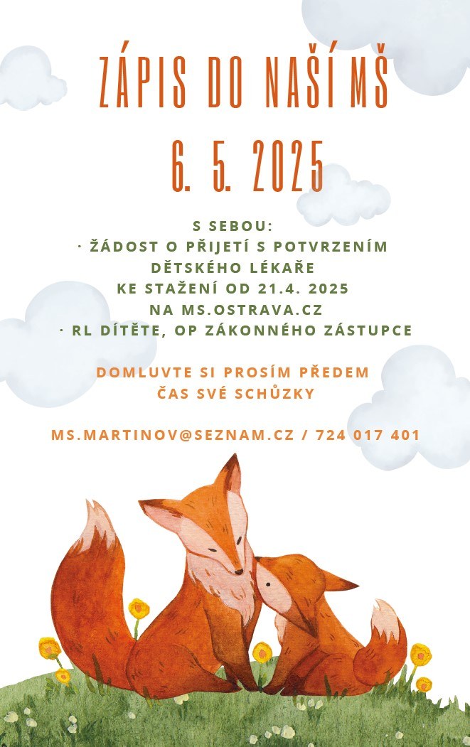 Zápis do MŠ Ostrava - Martinov